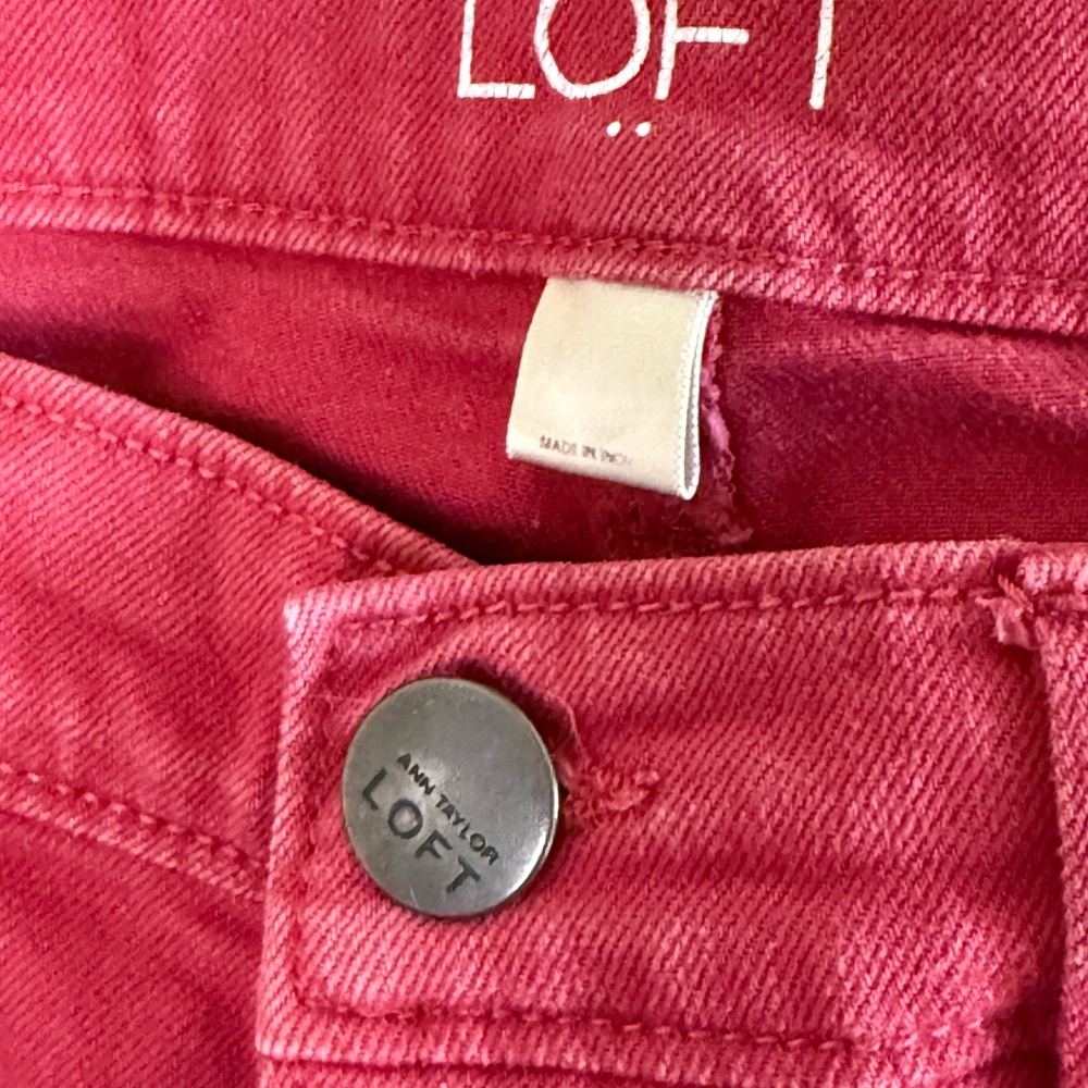 LOFT Ann Taylor Jeans Size 6 Pink Magenta Modern Skinny Mid Rise Ankle Crop - Picture 12 of 13